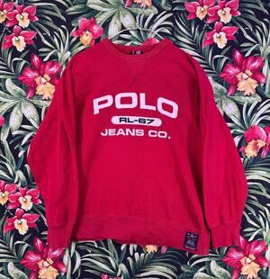 Vint Polo Ralph Lauren Jeans Co RL67 Red Crewneck SizeMedium